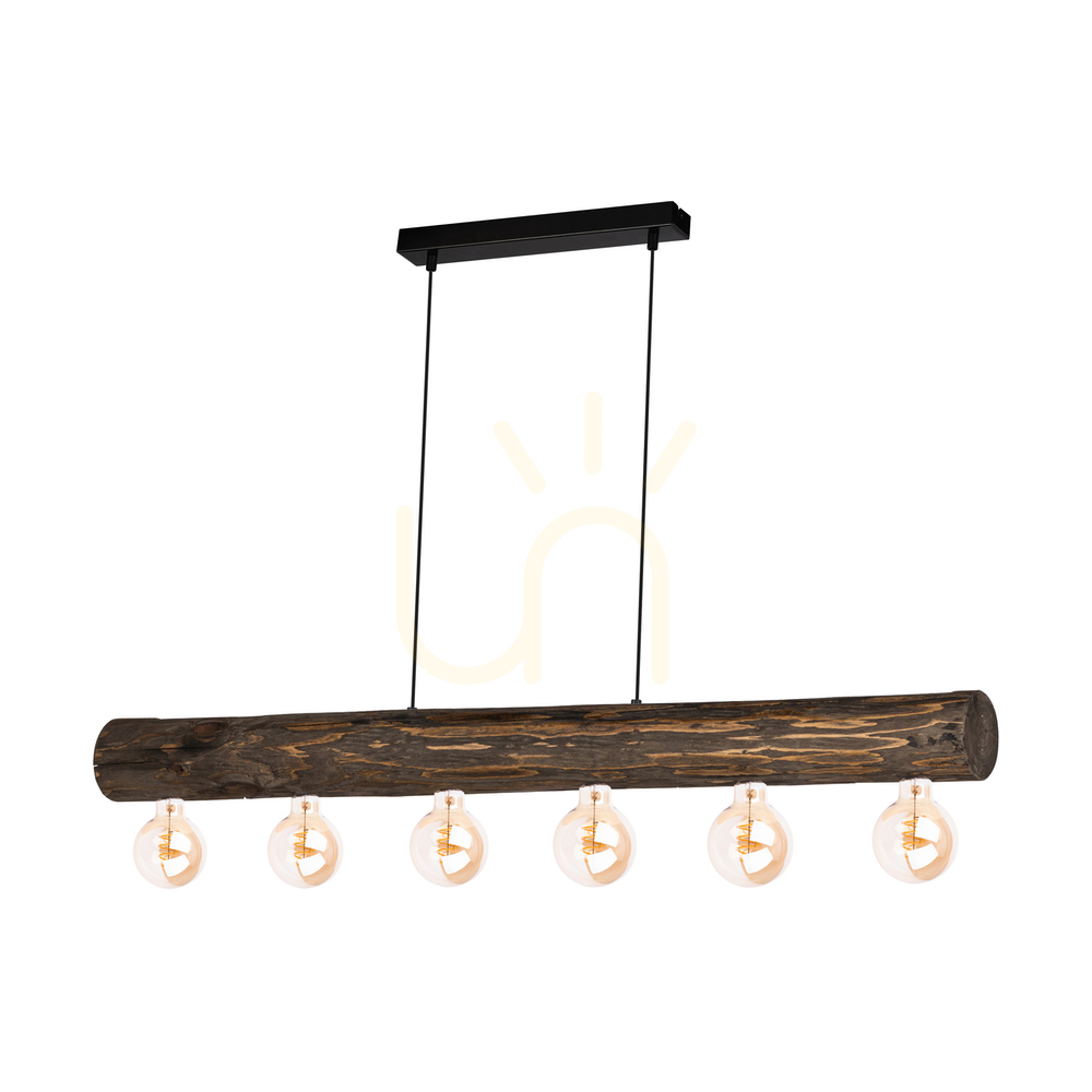 Core Pendant Light, Walnut/Black, 6xE27, 115 cm