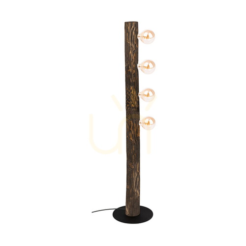Kontrola Stojací lampa Core, ořech/černá, 4xE27, Ø30 cm
