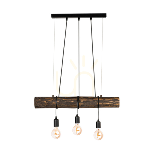Kontrola Závěsné svítidlo Hikari, ořech/černá, 3xE27, 70 cm