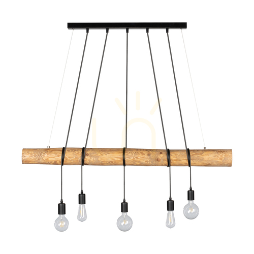 Kontrola Závěsné svítidlo Hikari, hnědé/černé, 5xE27, 115 cm