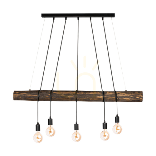 Kontrola Závěsné svítidlo Hikari, ořech/černá, 5xE27, 115 cm