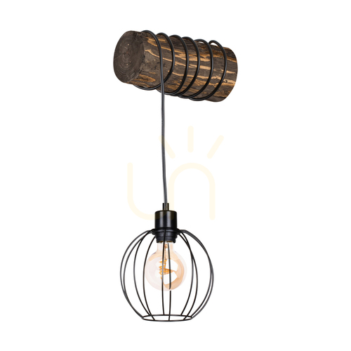 Kontrola Nástěnné svítidlo Lumo, ořech/černá, 1xE27, 27 cm