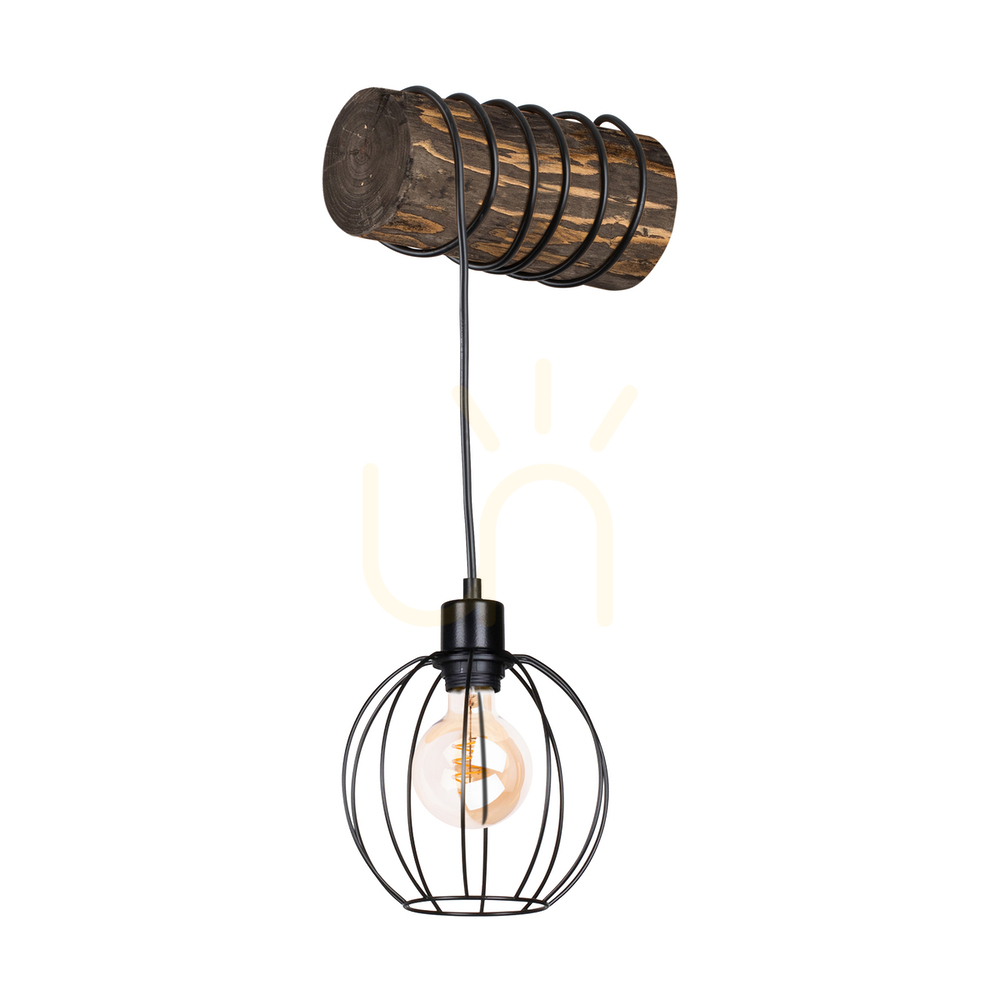Nástěnné svítidlo Lumo, ořech/černá, 1xE27, 27 cm