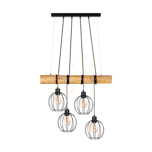 Kontrola Závěsné svítidlo Lumo, hnědé/černé, 4xE27, 90 cm