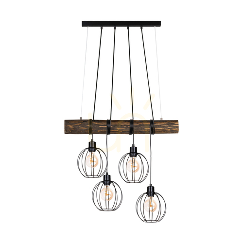 Kontrola Závěsné svítidlo Lumo, ořech/černá, 4xE27, 90 cm