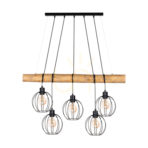 Kontrola Závěsné svítidlo Lumo, hnědé/černé, 5xE27, 115 cm
