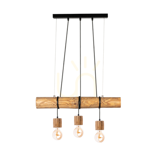 Kontrola Závěsné svítidlo Skog, hnědé/černé, 3xE27, 70 cm
