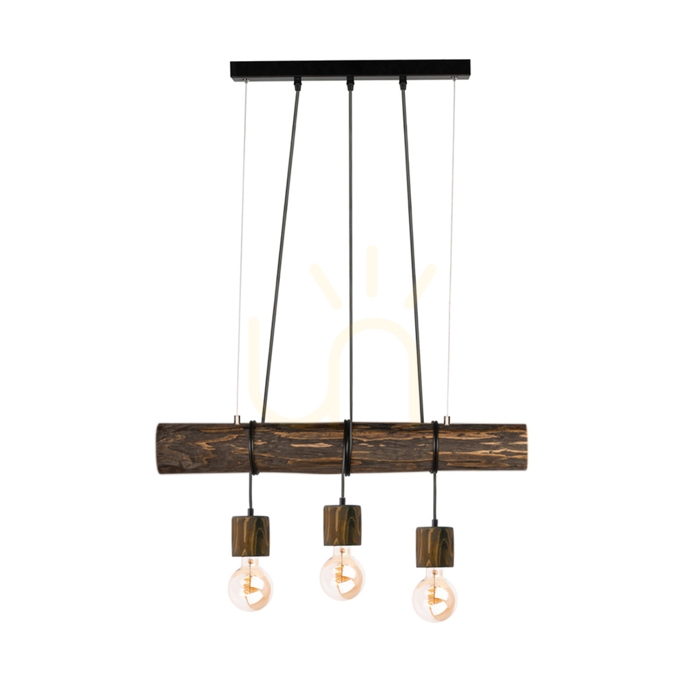 Skog Pendant Light, Walnut/Black, 3xE27, 70 cm