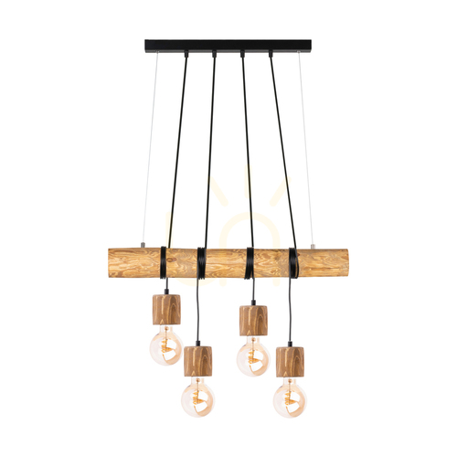 Kontrola Závěsné svítidlo Skog, hnědé/černé, 4xE27, 90 cm