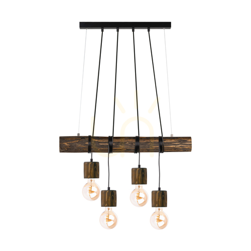 Kontrola Závěsné svítidlo Skog, ořech/černá, 4xE27, 90 cm