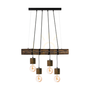 Závěsné svítidlo Skog, ořech/černá, 4xE27, 90 cm small 0