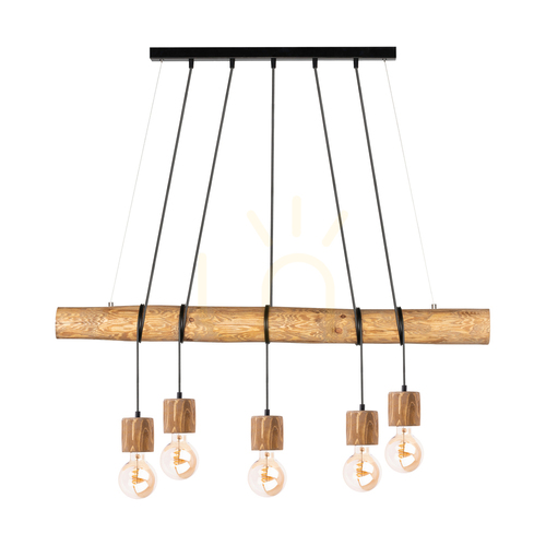 Kontrola Závěsné svítidlo Skog, hnědé/černé, 5xE27, 115 cm