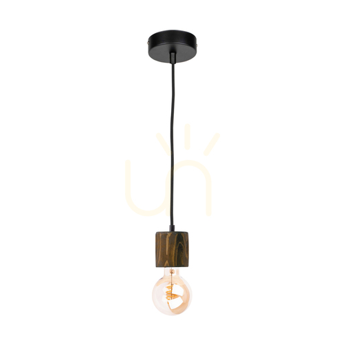 Kontrola Závěsné svítidlo Skog, ořech/černá, 1xE27, Ø10 cm