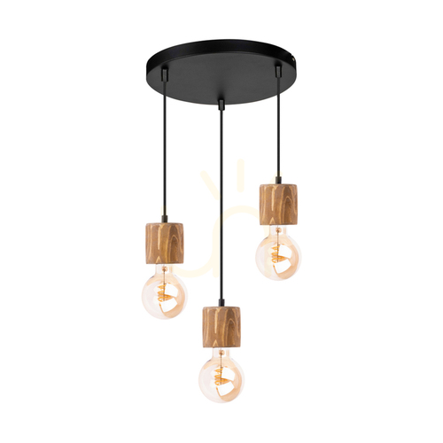 Kontrola Závěsné svítidlo Skog, hnědé/černé, 3xE27, Ø30 cm