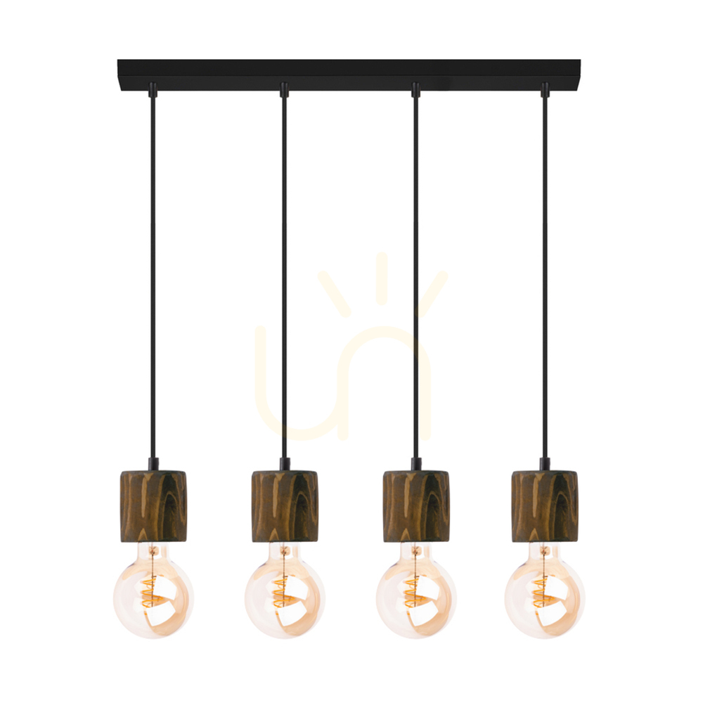 Skog Pendant Light, Walnut/Black, 4xE27, 76 cm