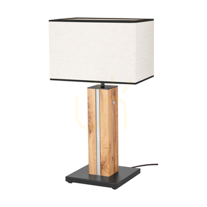Stolní lampa Flamo, dub/černá, béžovo-černý stínidlo, 1xE27 + 1xLED 4,6 W, 30 cm 0 Stolní lampa Flamo, dub/černá, béžovo-černý stínidlo, 1xE27 + 1xLED 4,6 W, 30 cm small 0