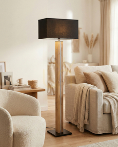 Stojací lampa Flamo, dub/černá, černé stínidlo, 1xE27 + 1xLED 16 W, 45 cm 1 Stojací lampa Flamo, dub/černá, černé stínidlo, 1xE27 + 1xLED 16 W, 45 cm small 1
