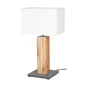 Stolní lampa Flamo, dub/šedá, bílé stínidlo, 1xE27 + 1xLED 4,6 W, 30 cm 0 Stolní lampa Flamo, dub/šedá, bílé stínidlo, 1xE27 + 1xLED 4,6 W, 30 cm small 0