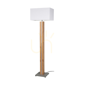Stojací lampa Flamo, dub/šedá, bílé stínidlo, 1xE27 + 1xLED 16 W, 45 cm small 0