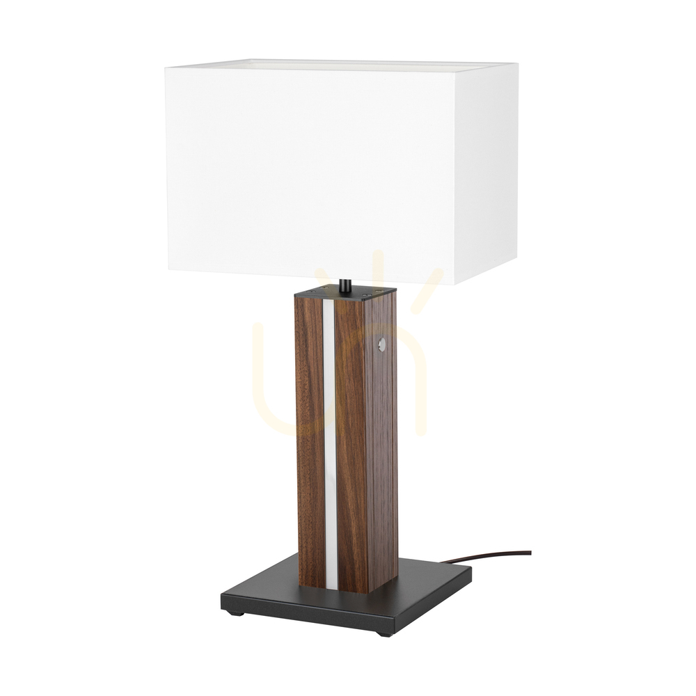 Kontrola Stolní lampa Flamo, ořech/černá, bílé stínidlo, 1xE27 + 1xLED 4,6 W, 30 cm Stolní lampa Flamo, ořech/černá, bílé stínidlo, 1xE27 + 1xLED 4,6 W, 30 cm