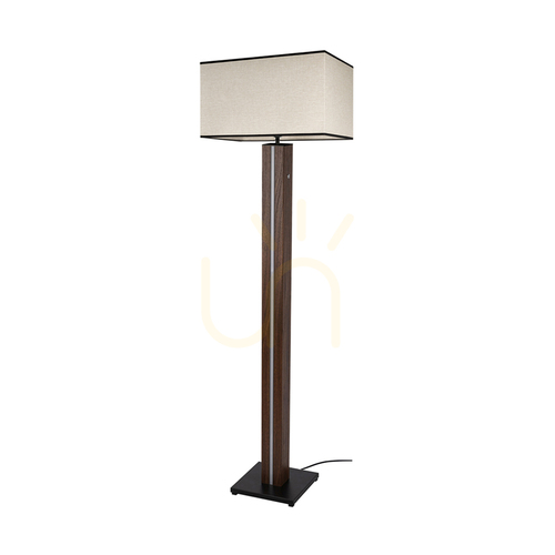Kontrola Stojací lampa Flamo, ořech/černá, béžovo-černý stínidlo, 1xE27 + 1xLED 16 W, 45 cm