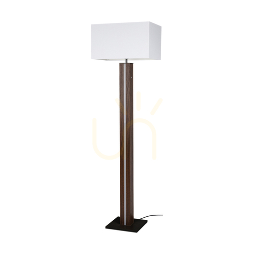 Kontrola Stojací lampa Flamo, ořech/černá, bílé stínidlo, 1xE27 + 1xLED 16 W, 45 cm