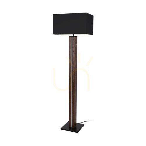 Kontrola Stojací lampa Flamo, ořech/černá, černý stínidlo, 1xE27 + 1xLED 16 W, 45 cm