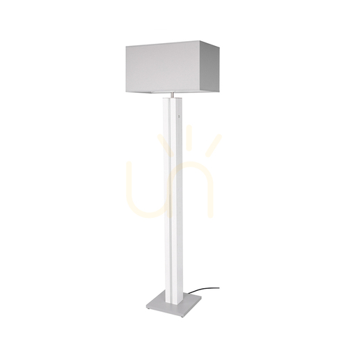 Kontrola Stojací lampa Flamo, ořech/šedá, bílé stínidlo, 1xE27 + 1xLED 16 W, 45 cm