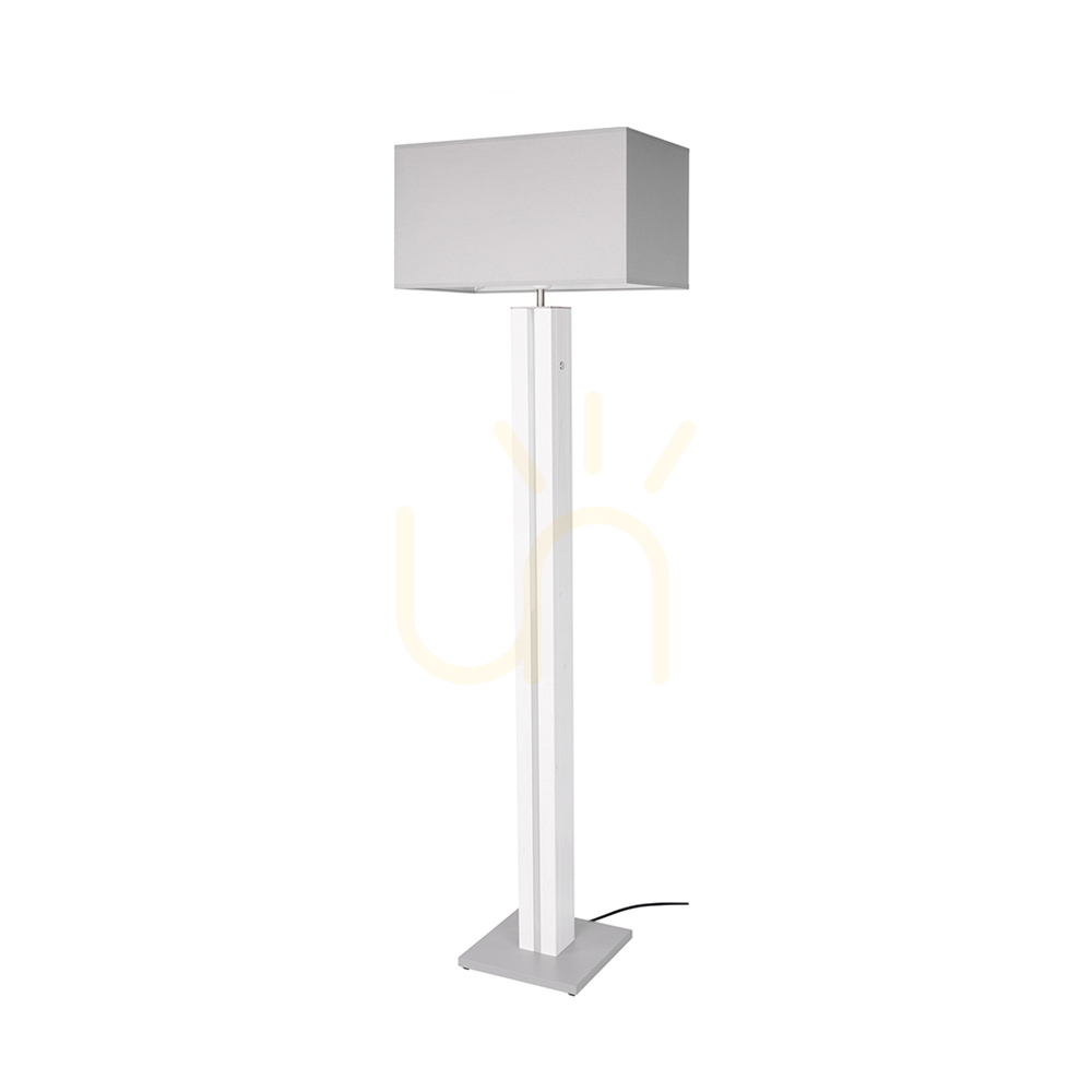 Flamo Floor Lamp, Walnut/Gray, White Lampshade, 1xE27 + 1xLED 16 W, 45 cm