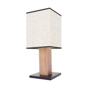 Stolní lampa Nomma, dub/černá, béžovo-černý stínidlo, 1xE27, 22 cm small 0