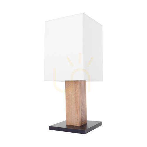 Kontrola Stolní lampa Nomma, dub/černá, bílé stínidlo, 1xE27, 22 cm
