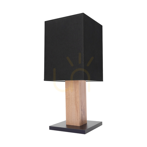 Kontrola Stolní lampa Nomma, dub/černá, černý stínidlo, 1xE27, 22 cm