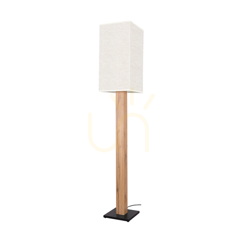 Kontrola Stojací lampa Nomma, dub/černá, béžové stínidlo, 1xE27, 30 cm