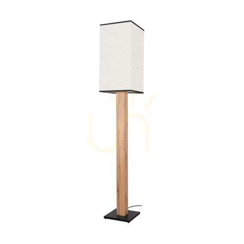 Kontrola Stojací lampa Nomma, dub/černá, béžovo-černý stínidlo, 1xE27, 30 cm