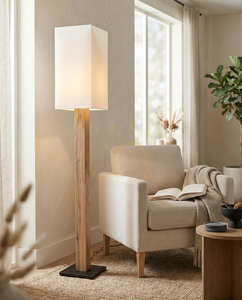 Stojací lampa Nomma, dub/černá, bílé stínidlo, 1xE27, 30 cm 1 Stojací lampa Nomma, dub/černá, bílé stínidlo, 1xE27, 30 cm small 1