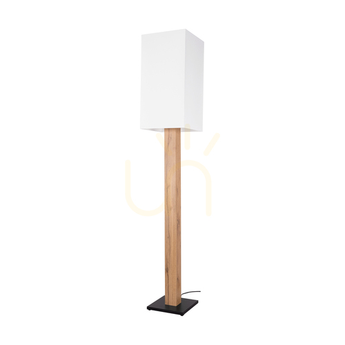 Kontrola Stojací lampa Nomma, dub/černá, bílé stínidlo, 1xE27, 30 cm