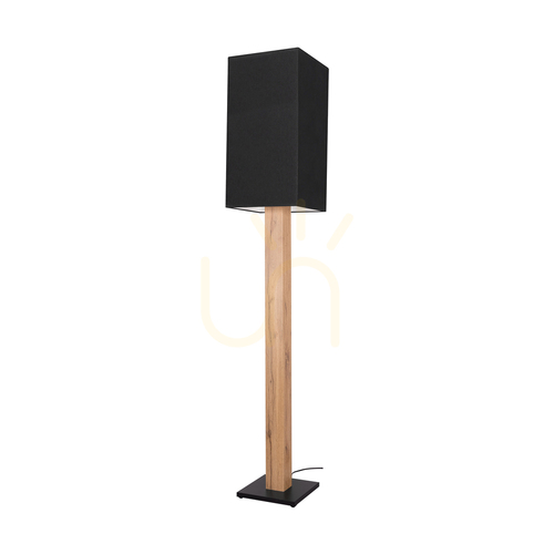 Kontrola Stojací lampa Nomma, dub/černá, černé stínidlo, 1xE27, 30 cm