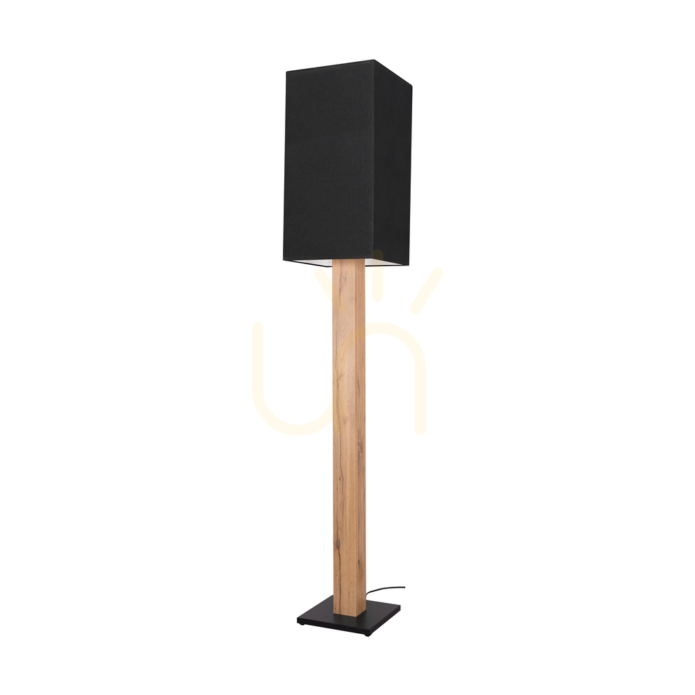 Nomma Floor Lamp, Oak/Black, Black Lampshade, 1xE27, 30 cm