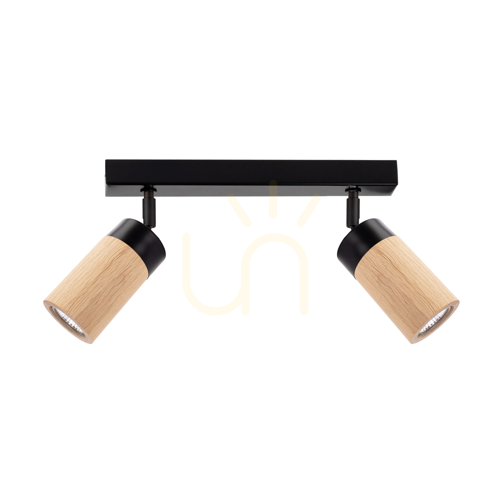Artemis Ceiling Light, Oiled Oak/Black, 2xGU10, 6 W, 37 cm