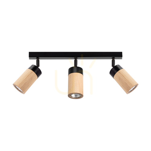 Kontrola Stropní svítidlo Artemis, olejovaný dub/černá, 3xGU10, 6 W, 52 cm