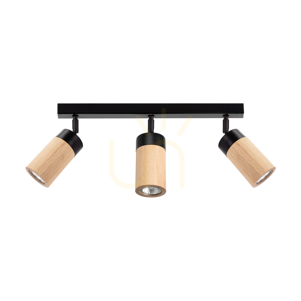 Artemis Ceiling Light, Oiled Oak/Black, 3xGU10, 6 W, 52 cm