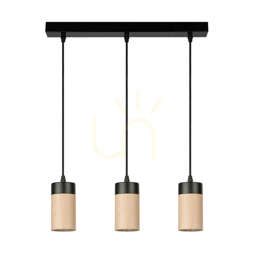 Kontrola Závěsné svítidlo Artemis, olejovaný dub/černá, 3xGU10, 6 W, 55 cm