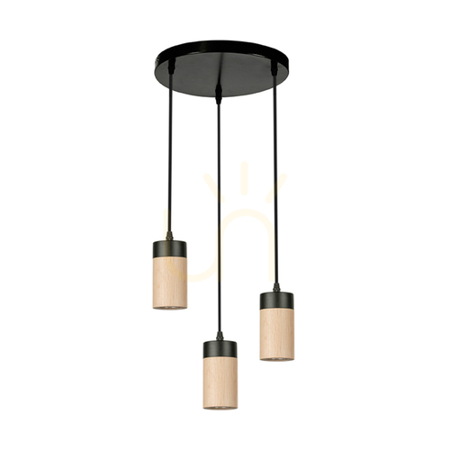 Kontrola Závěsné svítidlo Artemis, olejovaný dub/černá, 3xGU10, 6 W, Ø30 cm