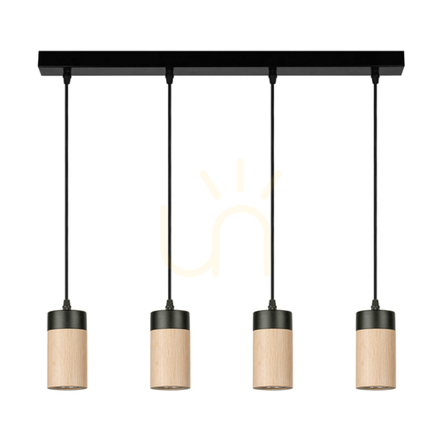 Kontrola Závěsné svítidlo Artemis, olejovaný dub/černá, 4xGU10, 6 W, 75 cm