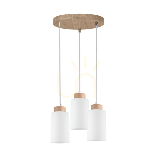 Kontrola Závěsné svítidlo Selva, olejovaný dub, 3xE27, Ø30 cm