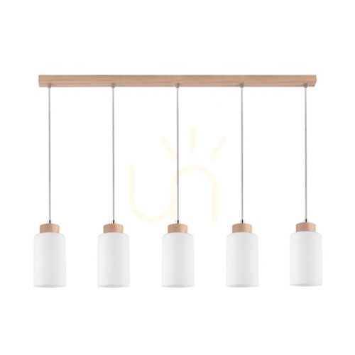 Kontrola Závěsné svítidlo Selva, olejovaný dub, 5xE27, 100 cm