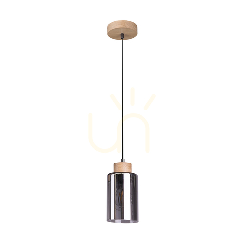 Kontrola Závěsné svítidlo Selva, olejovaný dub, 1xE27, Ø 10 cm