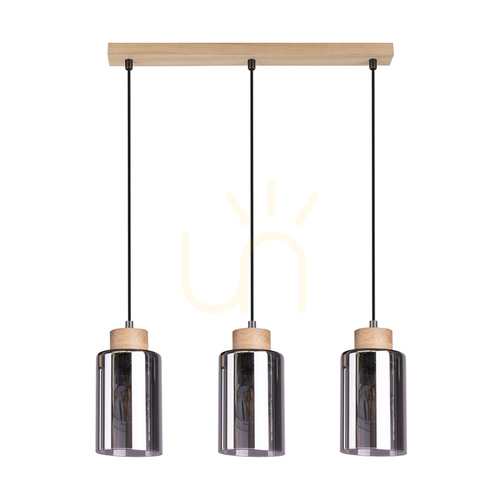 Kontrola Závěsné svítidlo Selva, olejovaný dub, 3xE27, 52 cm