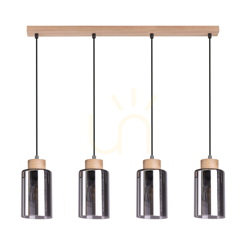 Kontrola Závěsné svítidlo Selva, olejovaný dub, 4xE27, 75 cm