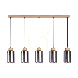 Závěsné svítidlo Selva, olejovaný dub, 5xE27, 100 cm small 0